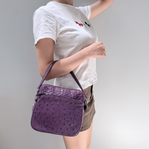 Vintage Ostrich Leather Shoulder Bag