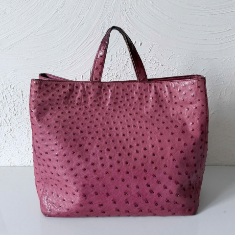 Vintage Ostrich Leather Tote Bag