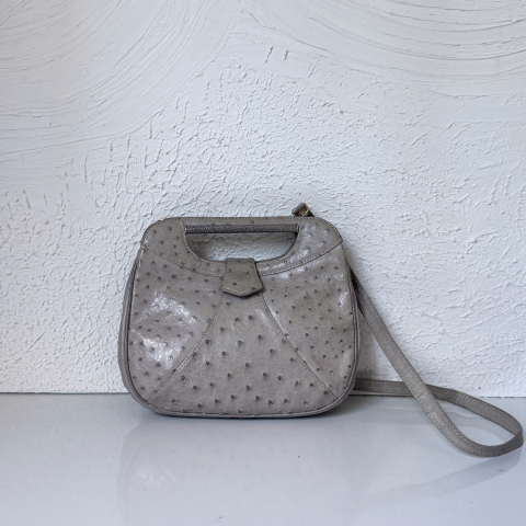 Ostrich Leather Crossbody Bag 