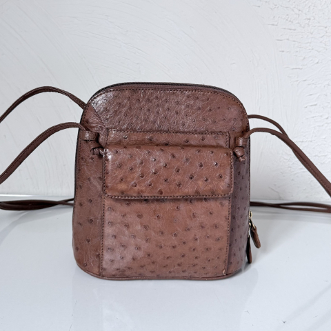 Ostrich Brown Crossbody Bag 