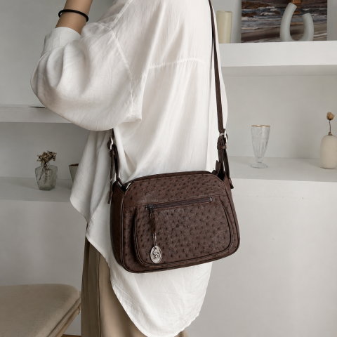 JRA Vintage Ostrich Leather Shoulder Bag