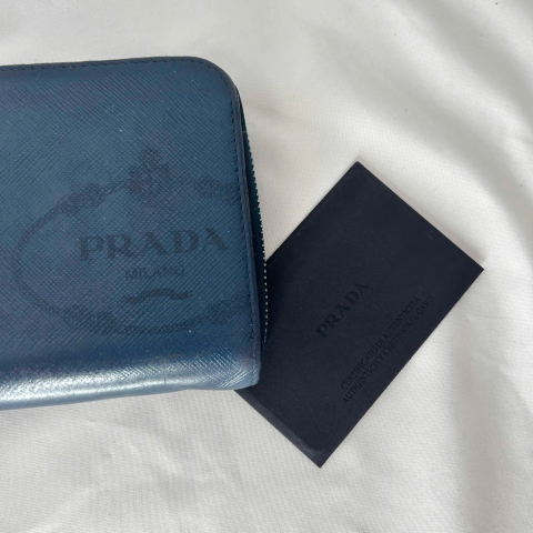 Prada Saffiano Long Wallet Navy Blue