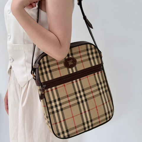 Burberrys Haymarket Check Canvas Messenger Bag