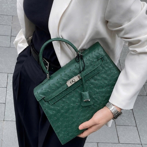 Ostrich Leather Kelly  Handbag
