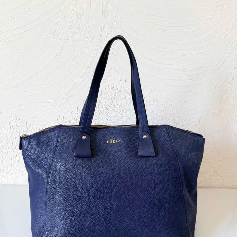 Furla Leather Blue Tote Bag