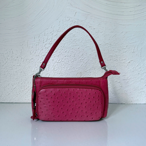 Ostrich Leather Pink Handbag 