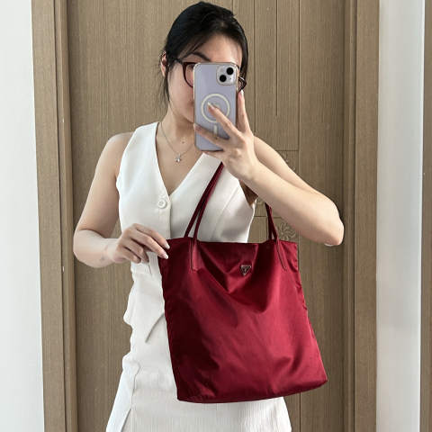 Prada Red Tessuto City Tote Bag