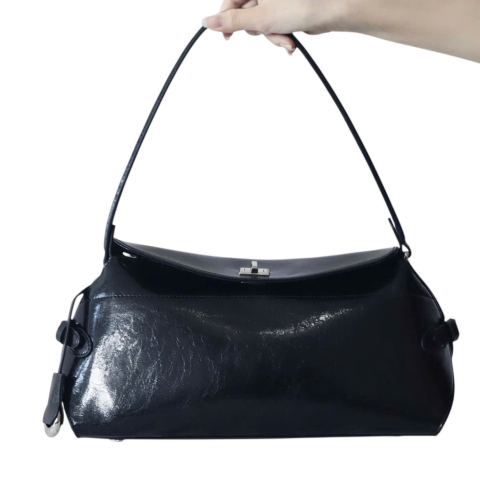 Black Waxed Leather Bag