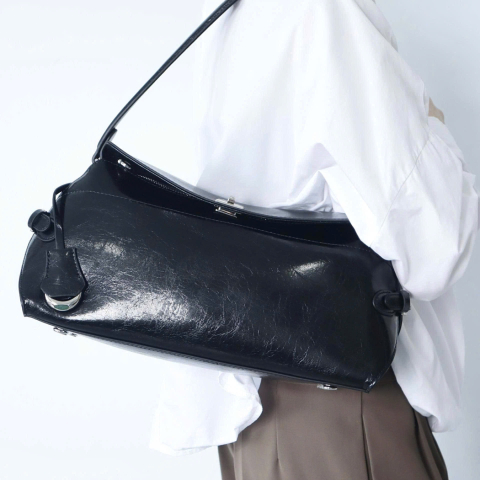 Black Waxed Leather Bag