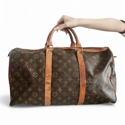Louis Vuitton Monogram Keepall Boston Bag Brown Travel