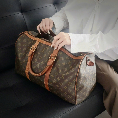 Louis Vuitton Monogram Keepall Boston Bag Brown Travel