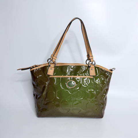 Coach Signature Embossed Patent Leather Tote Bag
