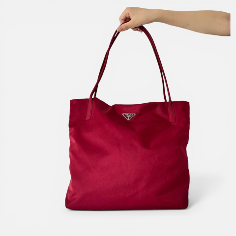 Prada Red Tessuto City Tote Bag