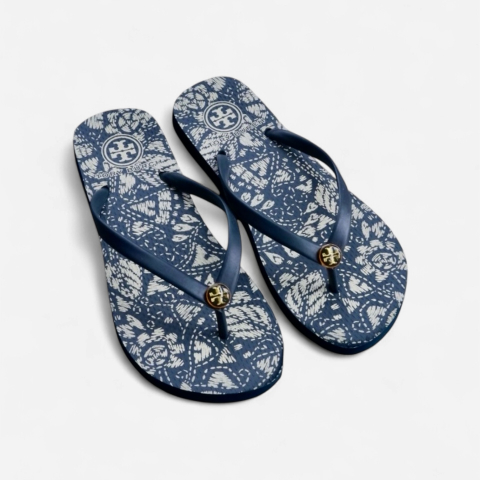 Tory Burch Ivory Grassland Paisley Flip Flops