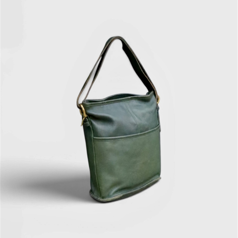 Coach Bucket Shoulder Bag 90s Green Leather