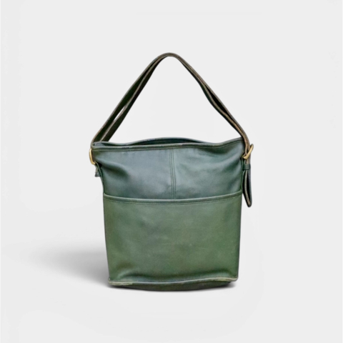 Coach Bucket Shoulder Bag 90s Green Leather