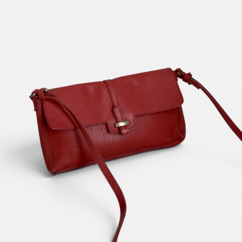 Zara red sling leather bag