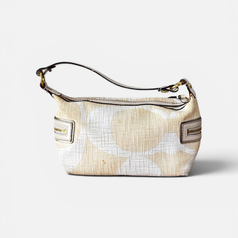 Coach Cream and White Fabric Monogram Mini Hobo Bag