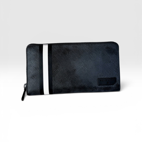 Bally Balen Saffiano Leather Zip Travel Wallet