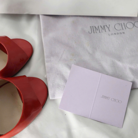Jimmy Choo Crisscross Red Sandals Shoes 37 