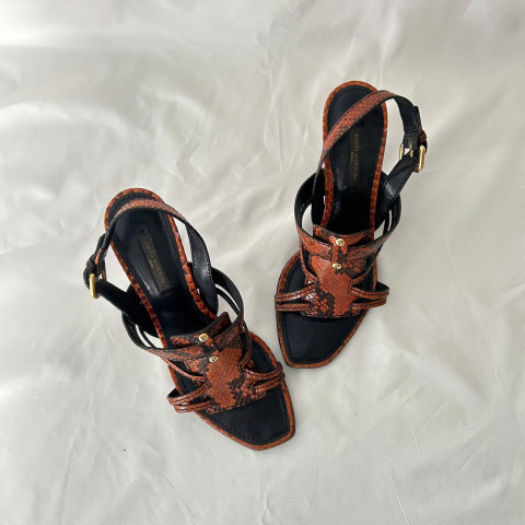  Snakeskin Heels Louis Vuitton Shoes 35
