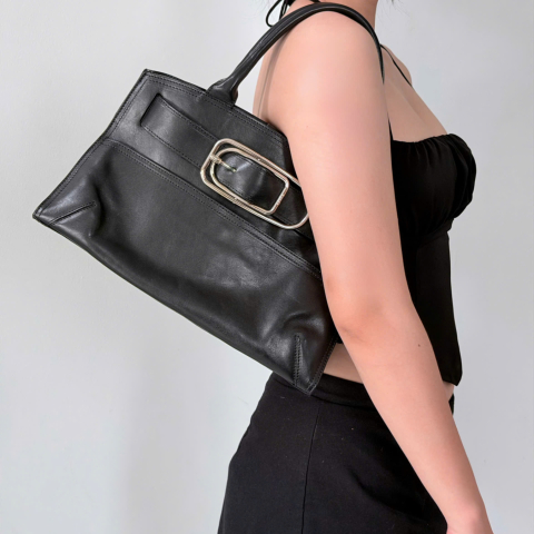 Furla Vintage Belted Leather Satchel Bag