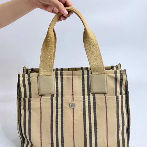 Burberry Fourre Tout Canvas Tote Bag