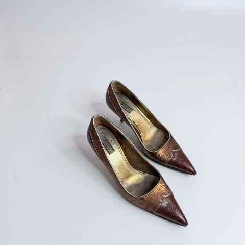 Prada Leather Sequin Embellishments Pumps
