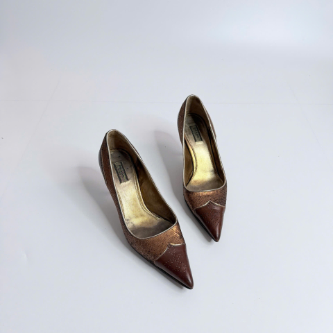 Prada Leather Sequin Embellishments Pumps
